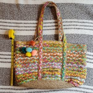 Wicker woven tote bag- NWOT